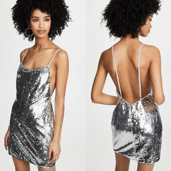 Fame and Partners Sequined Mini Dress Silver 4